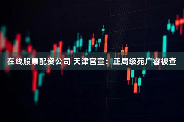 在线股票配资公司 天津官宣：正局级苑广睿被查